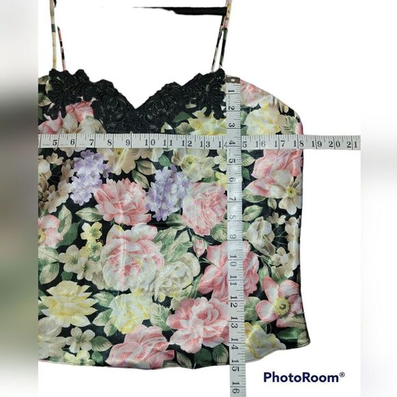 Vintage Victoria’s Secret Gold Label Floral Silk Satin Top Camisole Tank Lace L - Picture 11 of 13